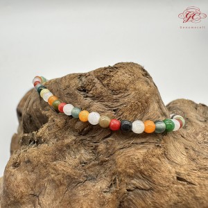 【肌容雪】天然緬甸A貨多寶翡翠彩珠單圈手串 編號426