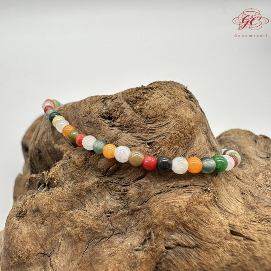 【肌容雪】天然緬甸A貨多寶翡翠彩珠單圈手串 編號426