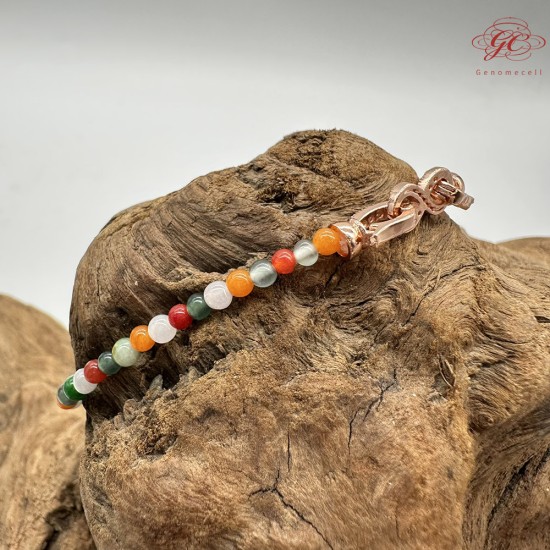 【肌容雪】天然緬甸A貨多寶翡翠彩珠單圈手串 編號426