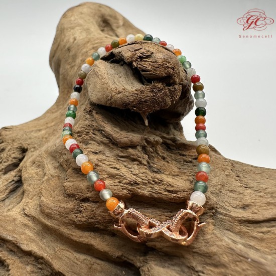 【肌容雪】天然緬甸A貨多寶翡翠彩珠單圈手串 編號426