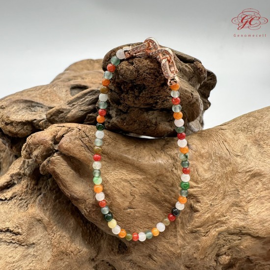 【肌容雪】天然緬甸A貨多寶翡翠彩珠單圈手串 編號426