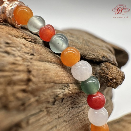 【肌容雪】天然緬甸A貨多寶翡翠彩珠單圈手串 編號426