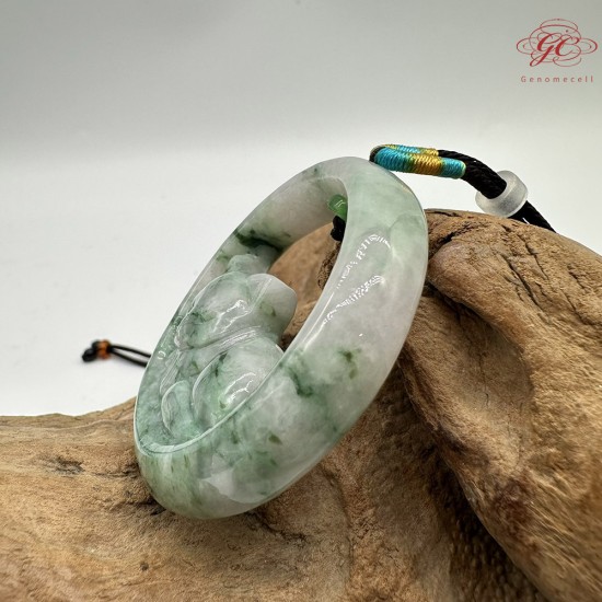 【肌容雪】天然緬甸A貨翡翠綠飄花貓咪吊墜繩 編號441