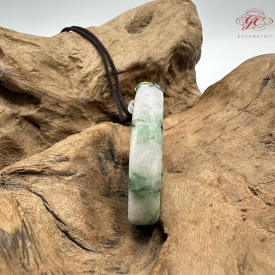 【肌容雪】天然緬甸A貨翡翠綠飄花貓咪吊墜繩 編號441