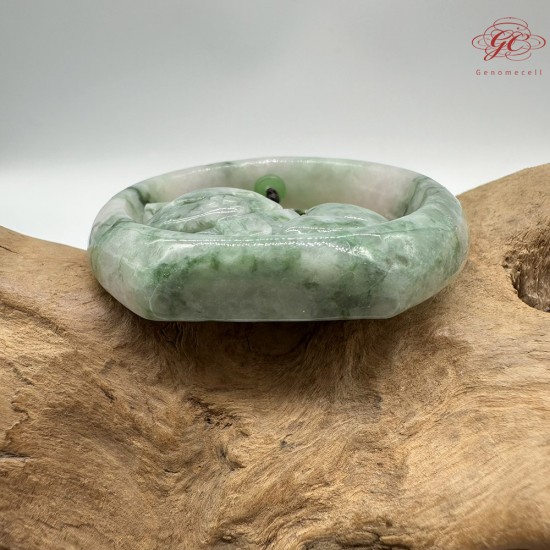 【肌容雪】天然緬甸A貨翡翠綠飄花貓咪吊墜繩 編號441