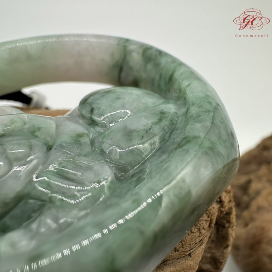 【肌容雪】天然緬甸A貨翡翠綠飄花貓咪吊墜繩 編號441