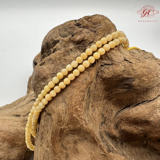 【肌容雪】天然緬甸A貨黃翡翠圓珠多圈珠串 編號442