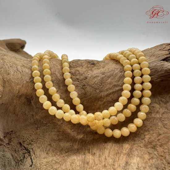 【肌容雪】天然緬甸A貨黃翡翠圓珠多圈珠串 編號442