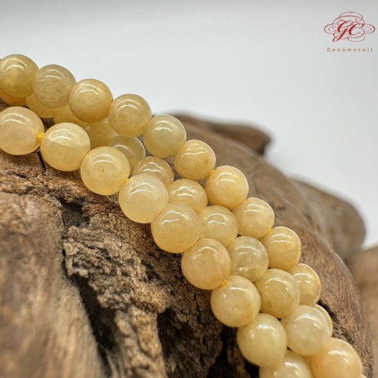 【肌容雪】天然緬甸A貨黃翡翠圓珠多圈珠串 編號442