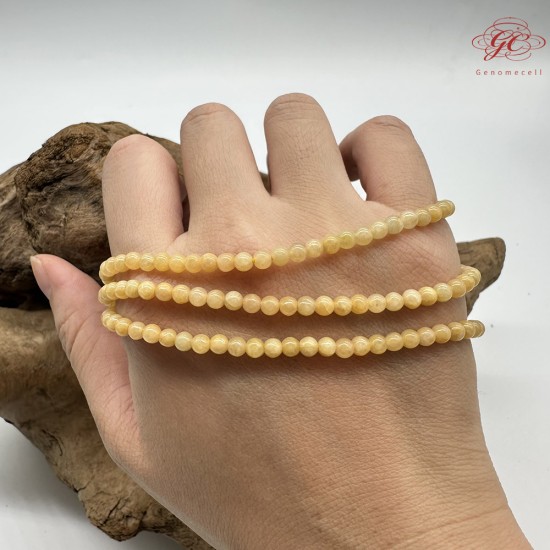 【肌容雪】天然緬甸A貨黃翡翠圓珠多圈珠串 編號442