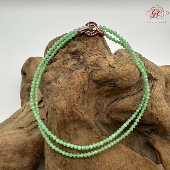 【肌容雪】天然緬甸A貨蘋果綠翡翠串珠塔練 編號443