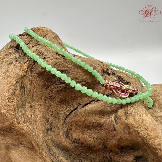 【肌容雪】天然緬甸A貨蘋果綠翡翠串珠塔練 編號443