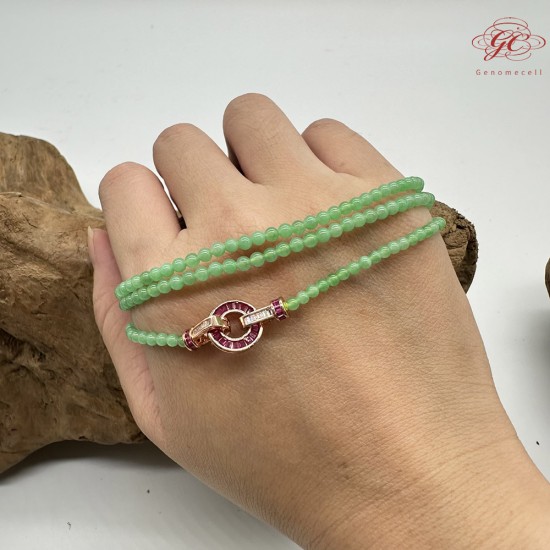 【肌容雪】天然緬甸A貨蘋果綠翡翠串珠塔練 編號443