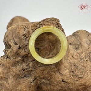 【肌容雪】天然緬甸A貨黃翡翠戒圈 編號444(戒圍16.1mm#10號)