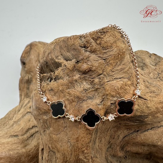 【肌容雪】天然緬甸A貨翡翠墨綠四葉草手鍊 編號455