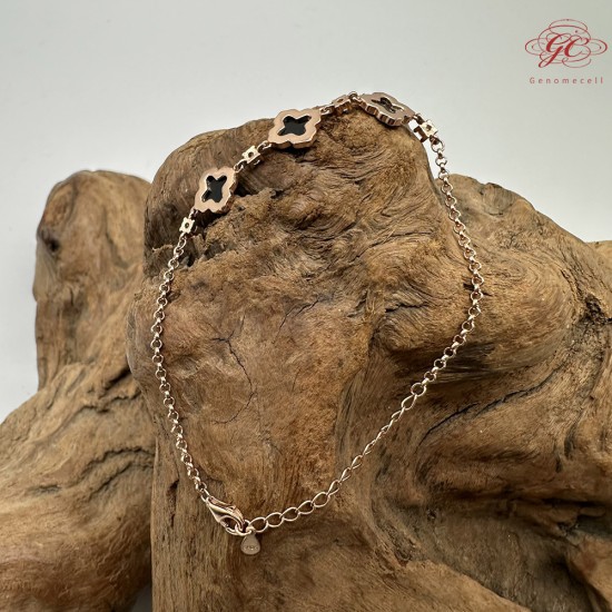 【肌容雪】天然緬甸A貨翡翠墨綠四葉草手鍊 編號455