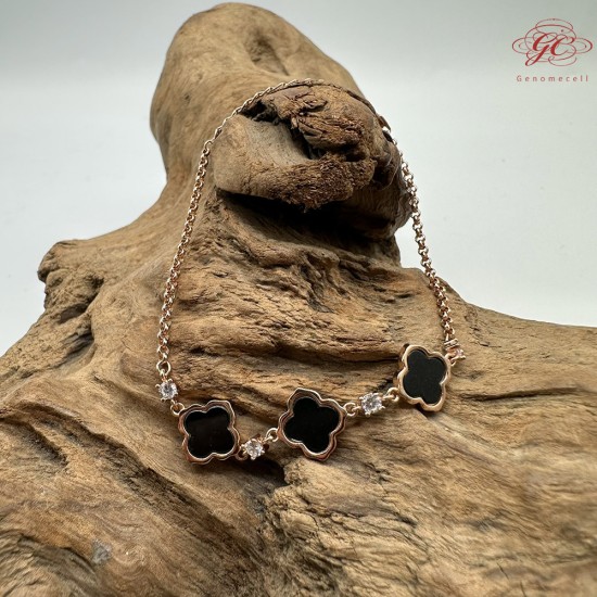 【肌容雪】天然緬甸A貨翡翠墨綠四葉草手鍊 編號455