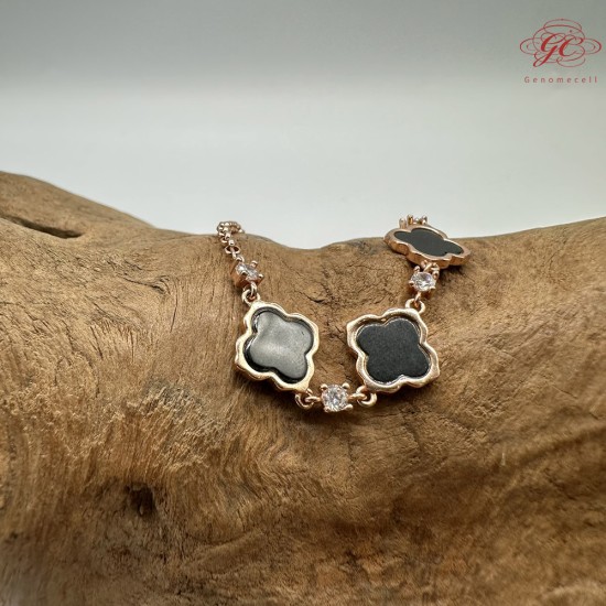 【肌容雪】天然緬甸A貨翡翠墨綠四葉草手鍊 編號455