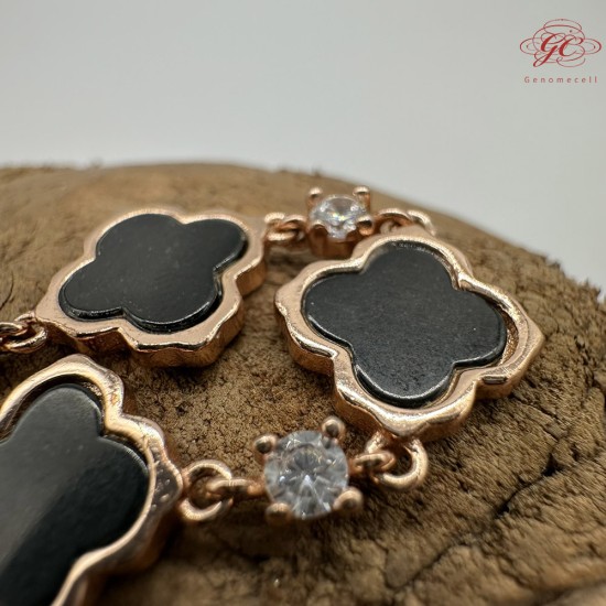 【肌容雪】天然緬甸A貨翡翠墨綠四葉草手鍊 編號455