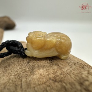 【肌容雪】天然緬甸A貨黃翡小貔貅造型吊墜繩 編號474