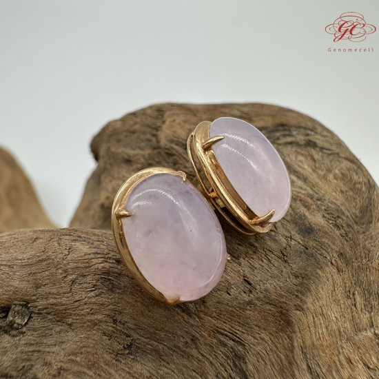 【肌容雪】天然緬甸A貨18K冰粉翡翠耳針 編號475