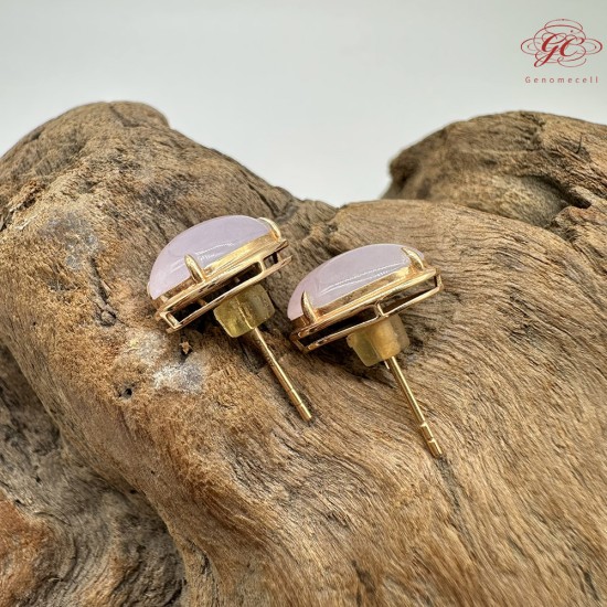 【肌容雪】天然緬甸A貨18K冰粉翡翠耳針 編號475