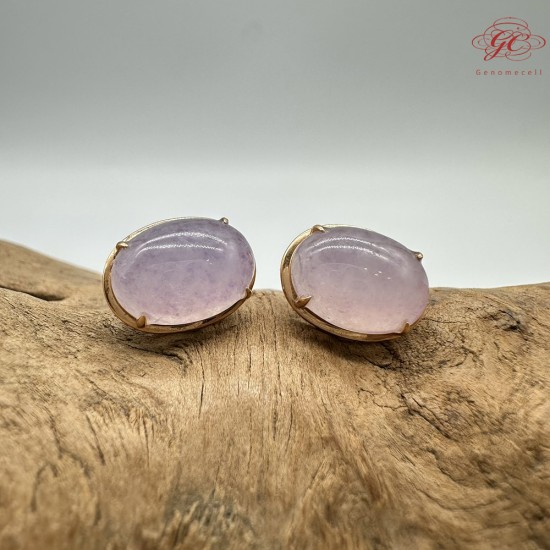 【肌容雪】天然緬甸A貨18K冰粉翡翠耳針 編號475