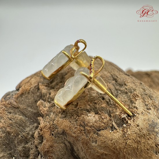 【肌容雪】天然緬甸A貨18K冰翡翠樹葉造型耳針 編號478