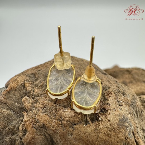 【肌容雪】天然緬甸A貨18K冰翡翠樹葉造型耳針 編號478