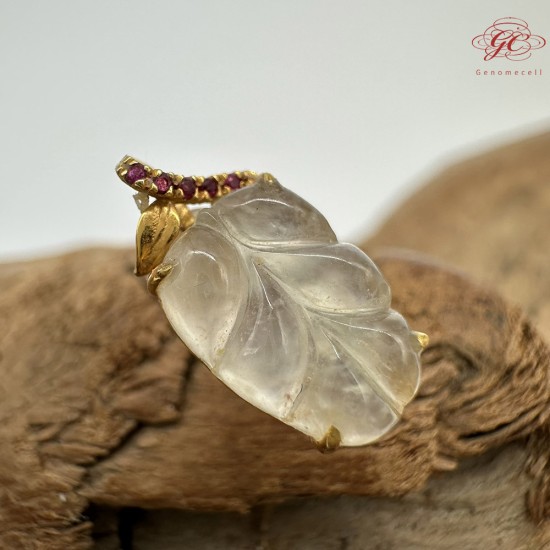 【肌容雪】天然緬甸A貨18K冰翡翠樹葉造型耳針 編號478