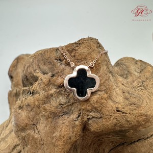 【肌容雪】天然緬甸A貨翡翠墨綠四葉草項鍊 編號480