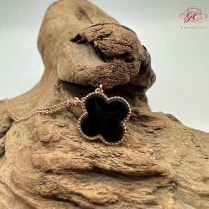 【肌容雪】天然緬甸A貨翡翠墨綠四葉草項鍊 編號480