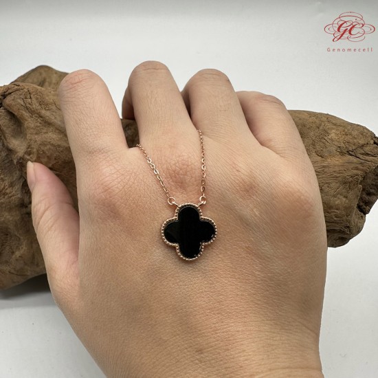 【肌容雪】天然緬甸A貨翡翠墨綠四葉草項鍊 編號480