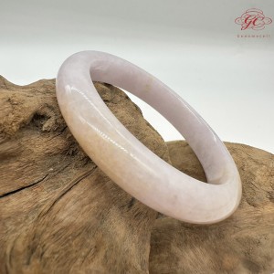 【肌容雪】天然緬甸A貨翡翠粉色灑金平安鐲 編號481(鐲圍55.6mm#17.5號)