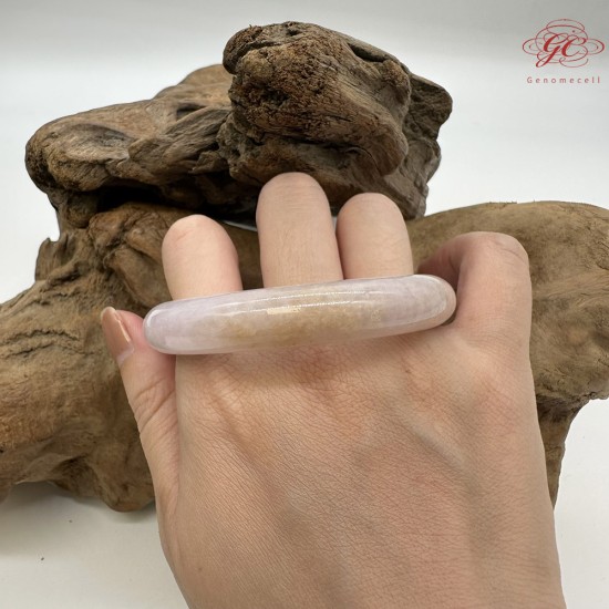 【肌容雪】天然緬甸A貨翡翠粉色灑金平安鐲 編號481(鐲圍55.6mm#17.5號)