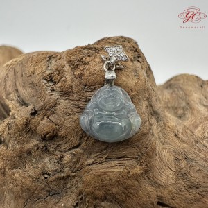 【肌容雪】天然緬甸A貨藍水翡翠彌勒佛吊墜 編號484