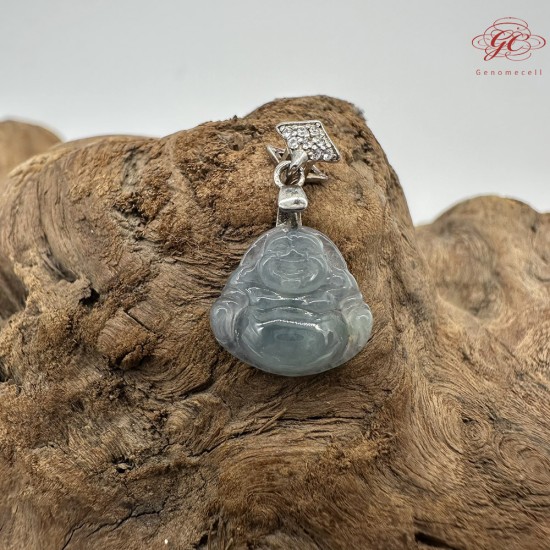 【肌容雪】天然緬甸A貨藍水翡翠彌勒佛吊墜 編號484