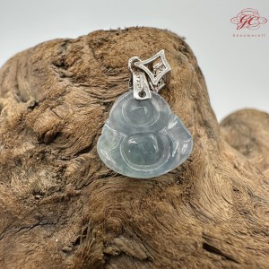 【肌容雪】天然緬甸A貨藍水翡翠彌勒佛吊墜 編號484