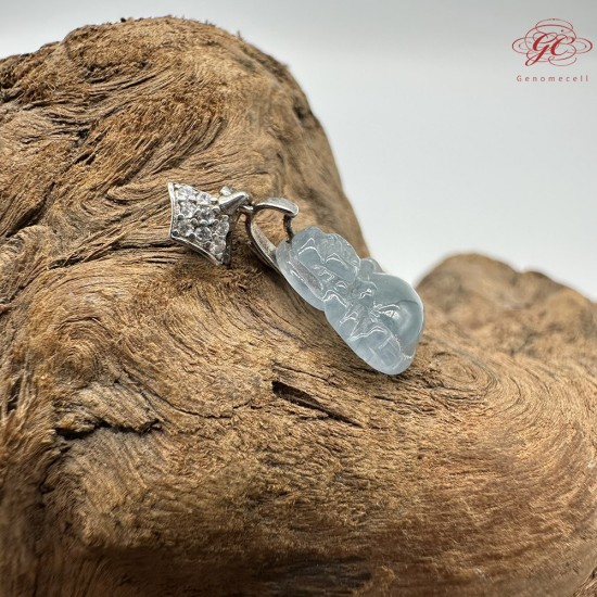 【肌容雪】天然緬甸A貨藍水翡翠彌勒佛吊墜 編號484