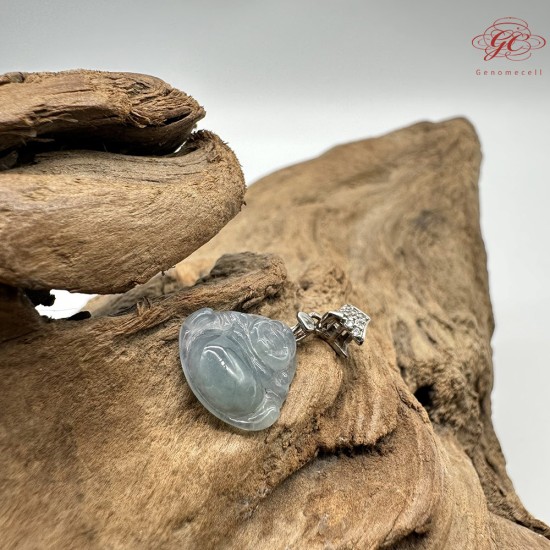 【肌容雪】天然緬甸A貨藍水翡翠彌勒佛吊墜 編號484