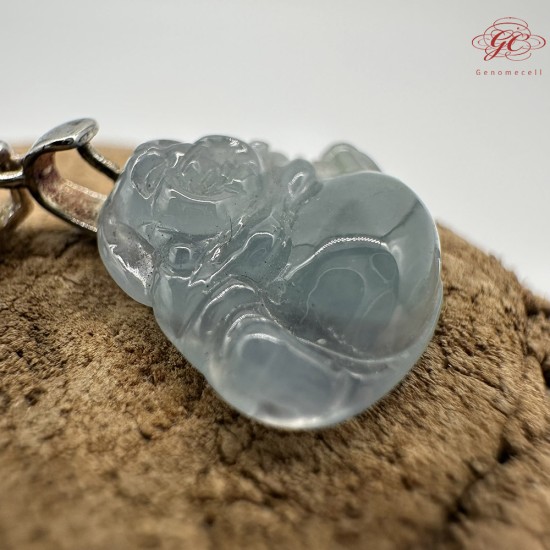 【肌容雪】天然緬甸A貨藍水翡翠彌勒佛吊墜 編號484