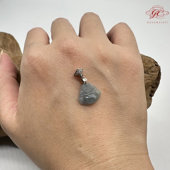 【肌容雪】天然緬甸A貨藍水翡翠彌勒佛吊墜 編號484