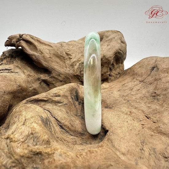 【肌容雪】天然緬甸A貨福祿壽喜紫底綠飄花圓條手鐲 編號495(鐲圍57.9mm#18號)