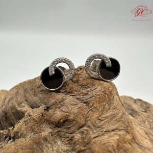 【肌容雪】天然緬甸A貨墨綠翡翠耳針 編號497