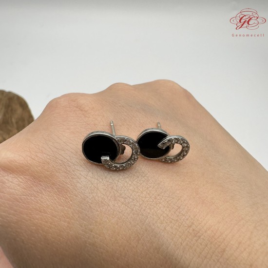 【肌容雪】天然緬甸A貨墨綠翡翠耳針 編號497