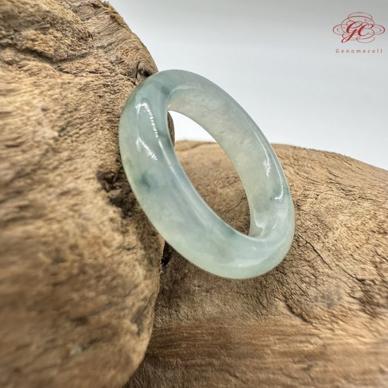【肌容雪】天然緬甸A貨糯冰綠飄花戒圈 編號501(戒圍17.9mm#12號)