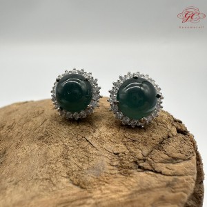 【肌容雪】天然緬甸A貨綠翡翠耳針 編號505