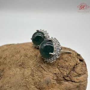 【肌容雪】天然緬甸A貨綠翡翠耳針 編號505