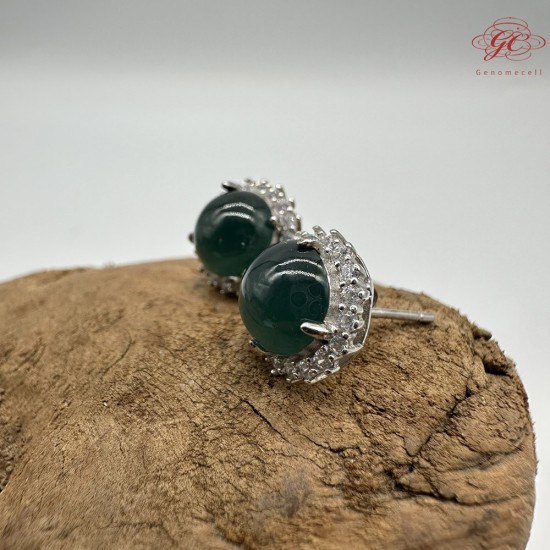 【肌容雪】天然緬甸A貨綠翡翠耳針 編號505