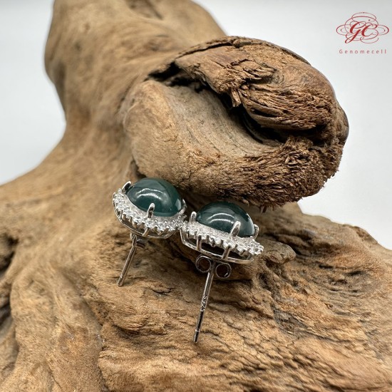 【肌容雪】天然緬甸A貨綠翡翠耳針 編號505